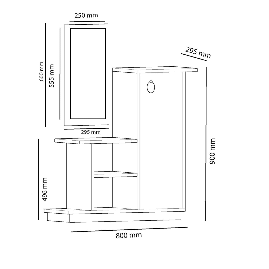 Nibbiola, Mobile da Ingresso Specchio Incluso, 80x30x90h cm Marrone Rovere