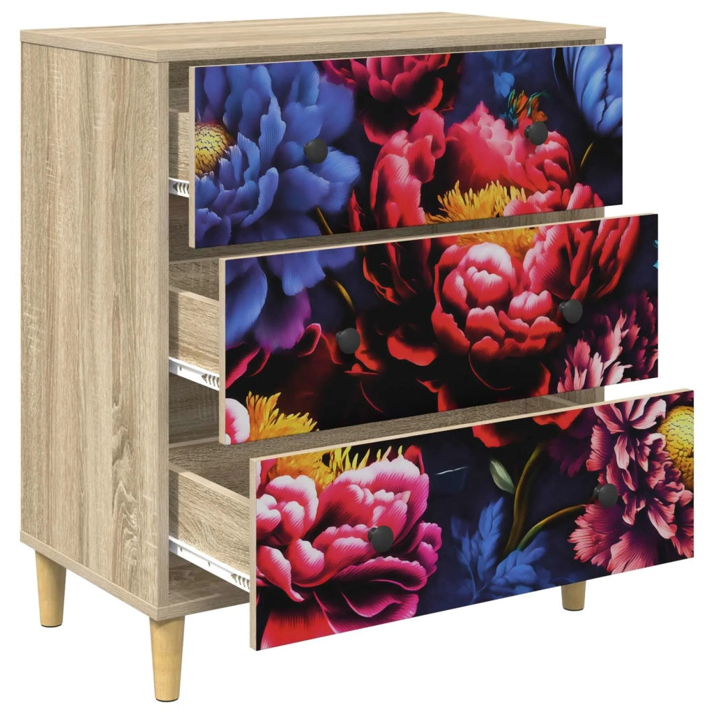 Cassettiera KIEL Stampa di peonia scura 66 x 36,5 x 75 cm 8007363