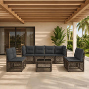 Set Divano da Giardino 9 pz Grigio polyrattan 3434174