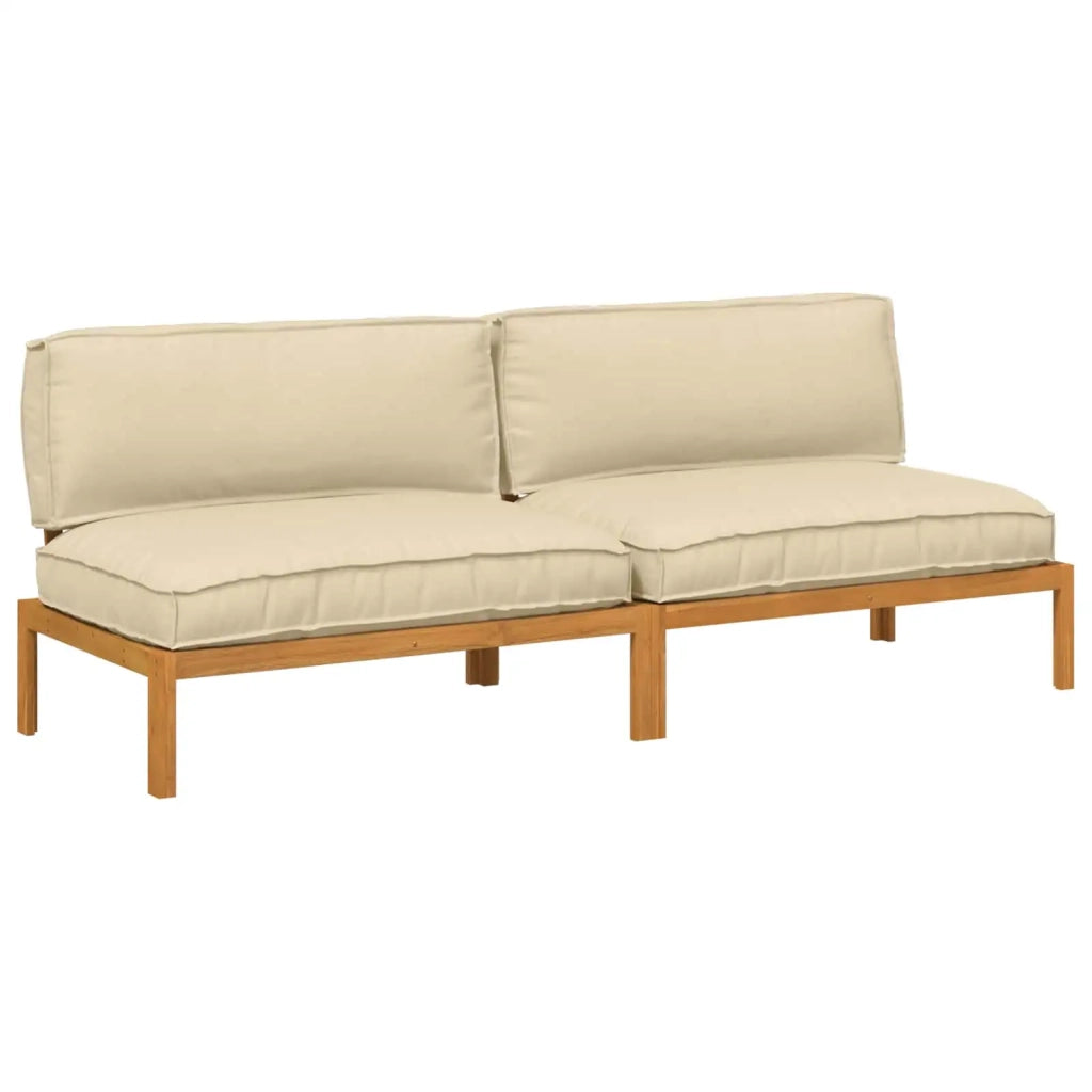 Set di divani con cuscino 2 pcs Beige Legno di Acacia Massello 3418219
