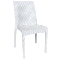 Sedia plastica effetto rattan unico monoblocco bianca