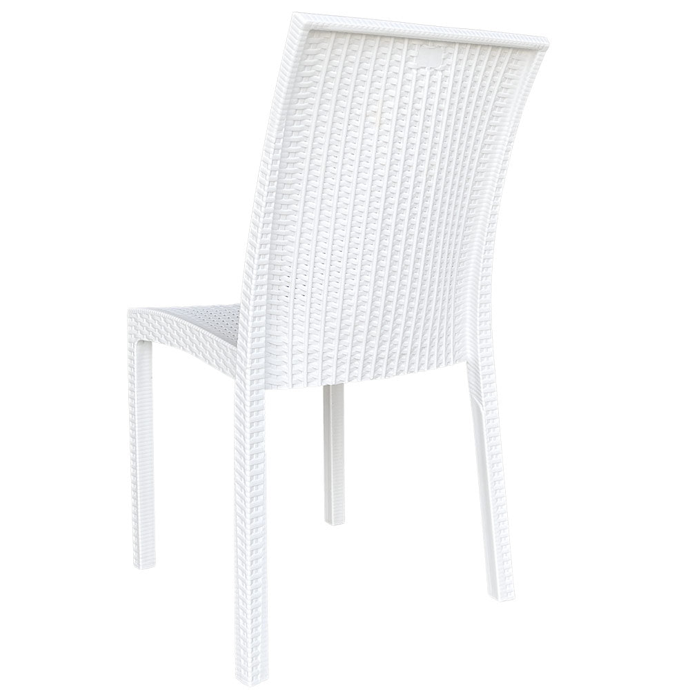 Sedia plastica effetto rattan unico monoblocco bianca