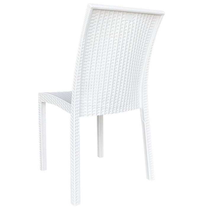 Sedia plastica effetto rattan unico monoblocco bianca