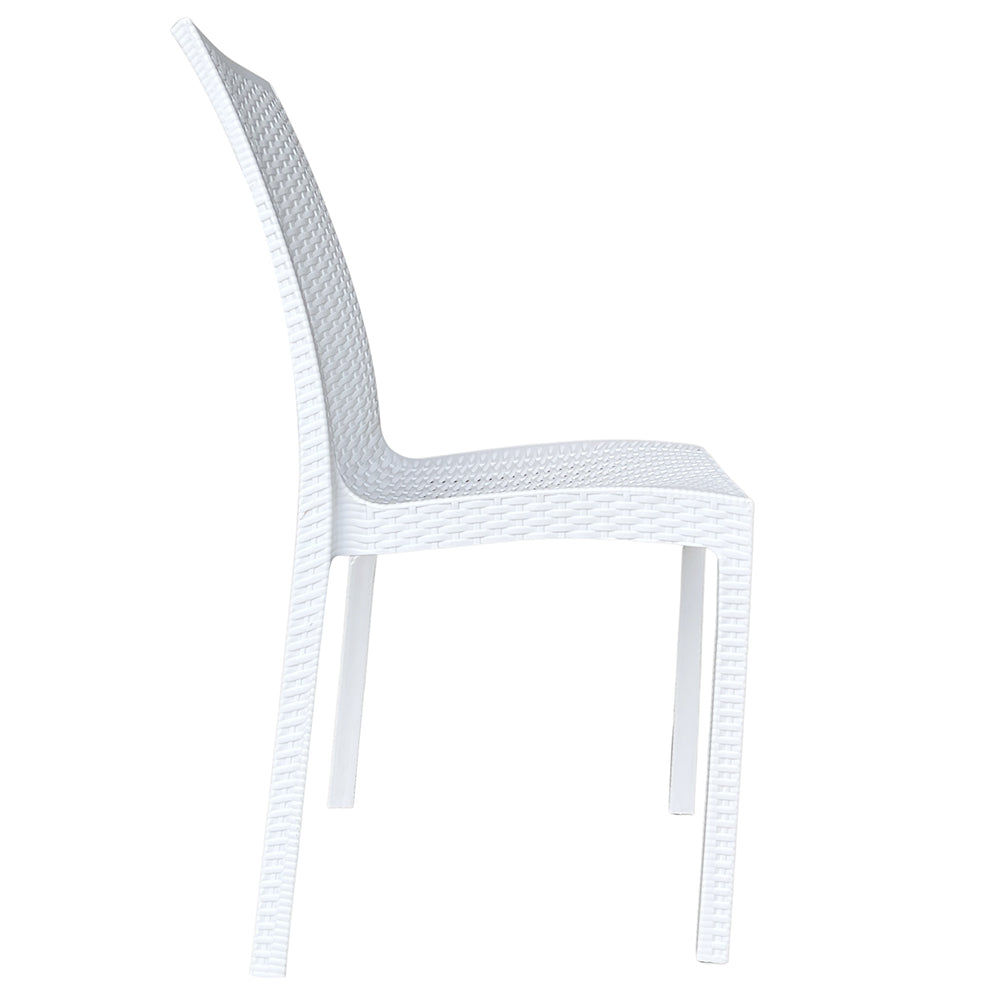 Sedia plastica effetto rattan unico monoblocco bianca