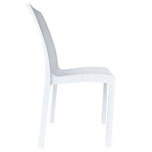 Sedia plastica effetto rattan unico monoblocco bianca
