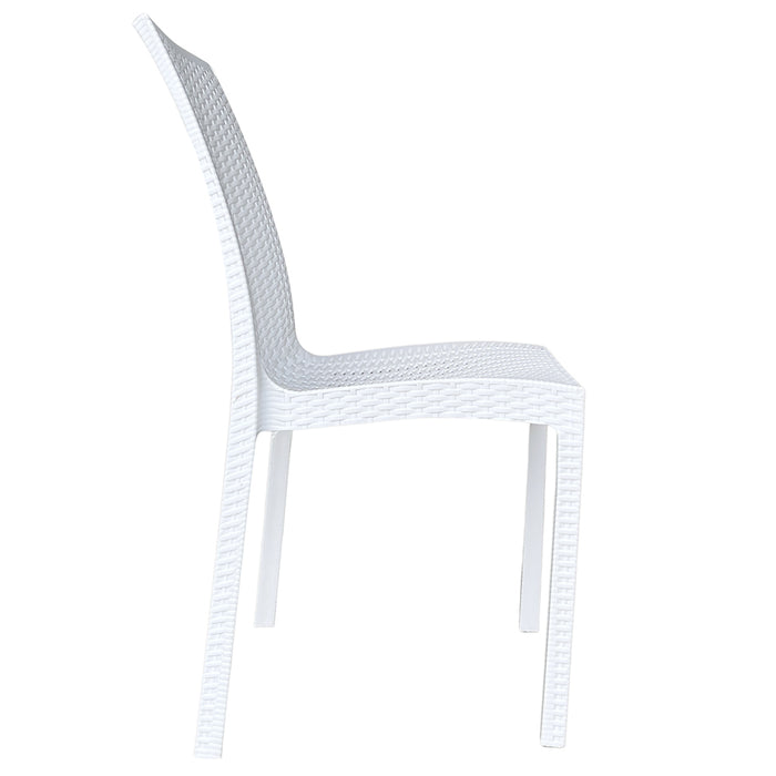Sedia plastica effetto rattan unico monoblocco bianca