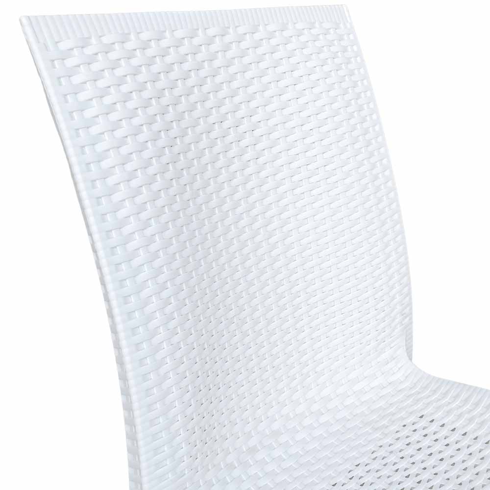 Sedia plastica effetto rattan unico monoblocco bianca