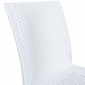 Sedia plastica effetto rattan unico monoblocco bianca
