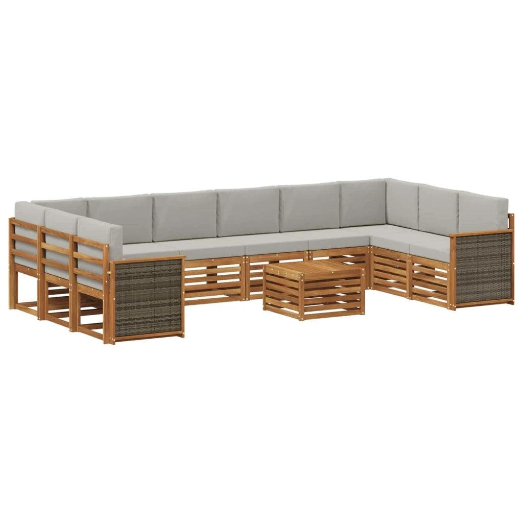 Set di divani da esterno 8 pcs Naturale e Grigio Chiaro 3384917