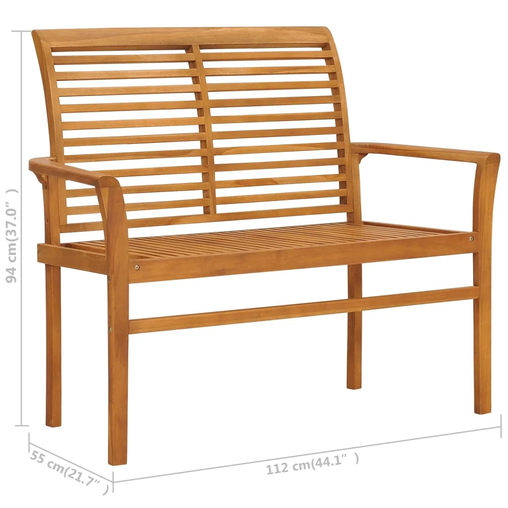 Panca da giardino arredo da esterno terrazza con cuscino verde 112 cm legno massello di teak 02_0011558