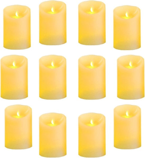 Set di Luci a LED da 12 - Fiammelle Fosforescenti senza Fiamma per Decorazione - Bianco Caldo