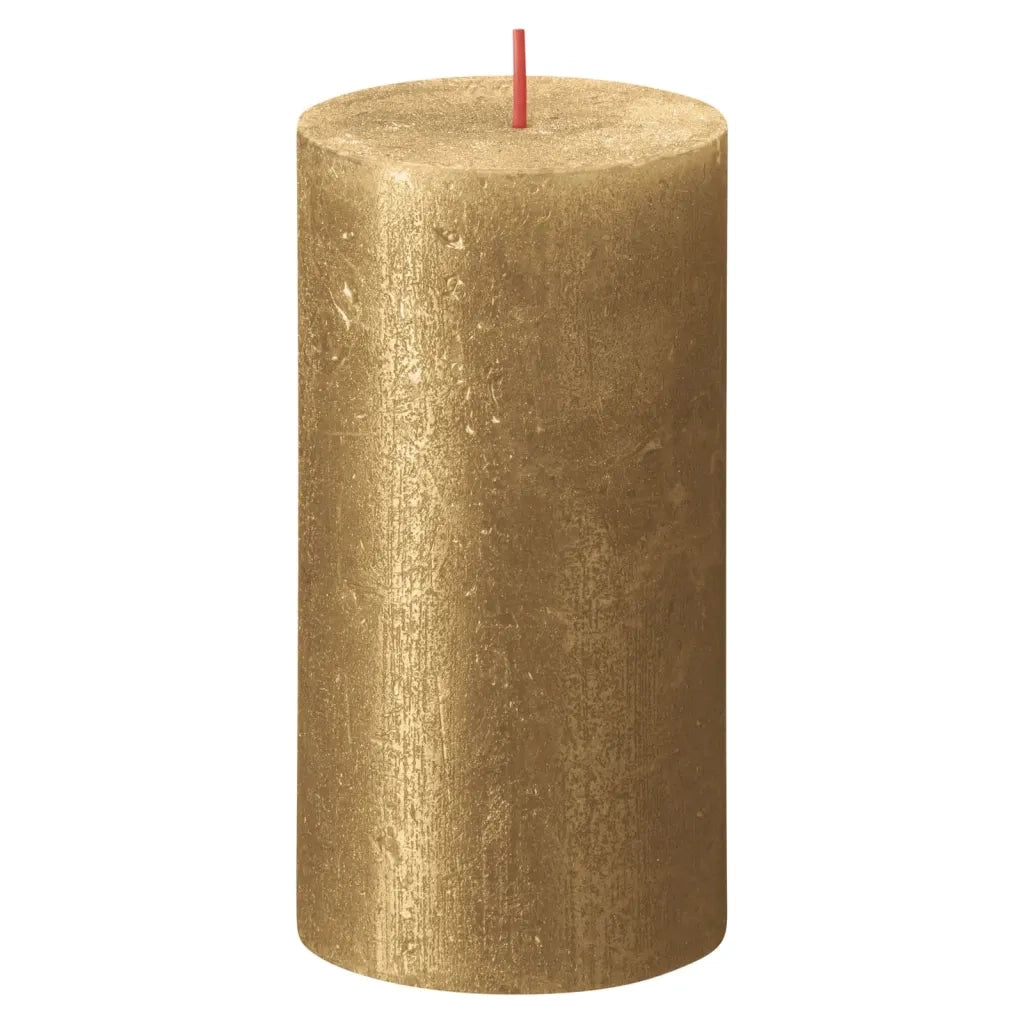 Bolsius Candele Pilastro Rustiche Shimmer 4 pz 130x68 mm Oro 440890