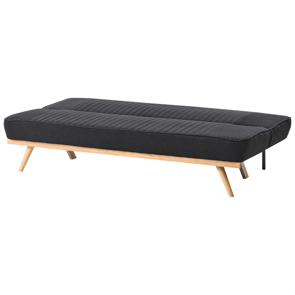 Divano letto Nero Rivestimento in tessuto Gambe in metallo 2 posti Seduta con schienale imbottito Design moderno Senza braccioli