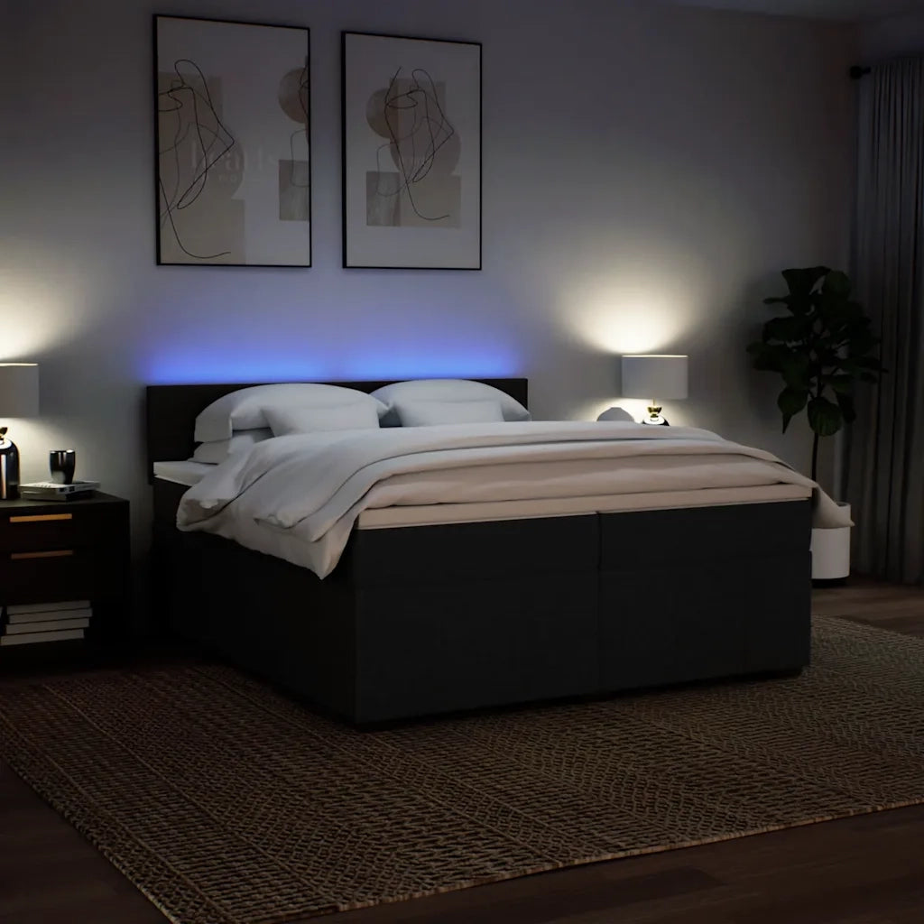 Giroletto a Molle con Materasso Nero 200x200 cm in Tessuto