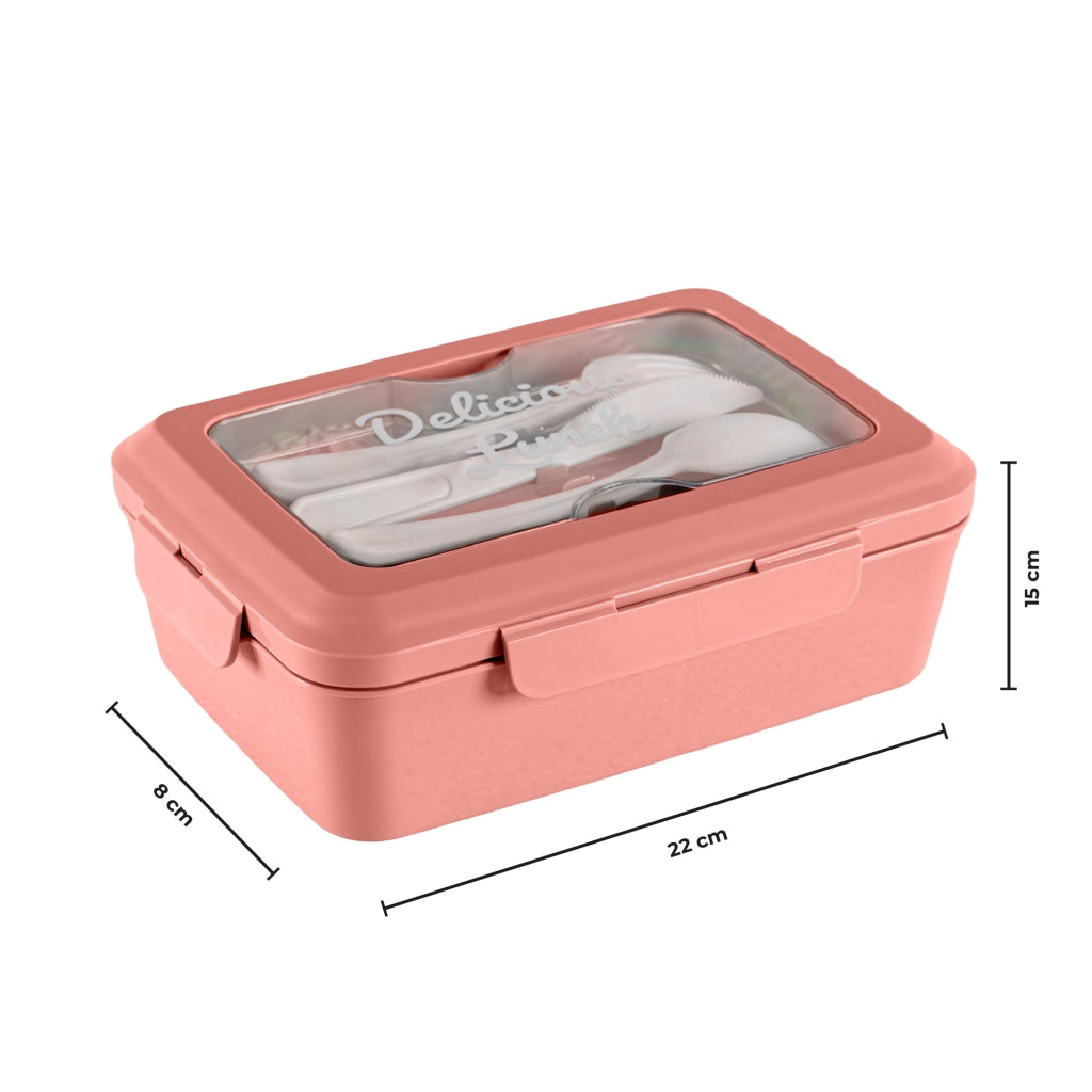 Set 2 Pezzi Lunch Box Porta Pranzo 1300 ml con 3 Posate, Contenitore Ermetico Per Alimenti BPA Free, Utilizzabile in Microonde e Lavastoviglie, Porta Pranzo con 3 Scomparti Rosa