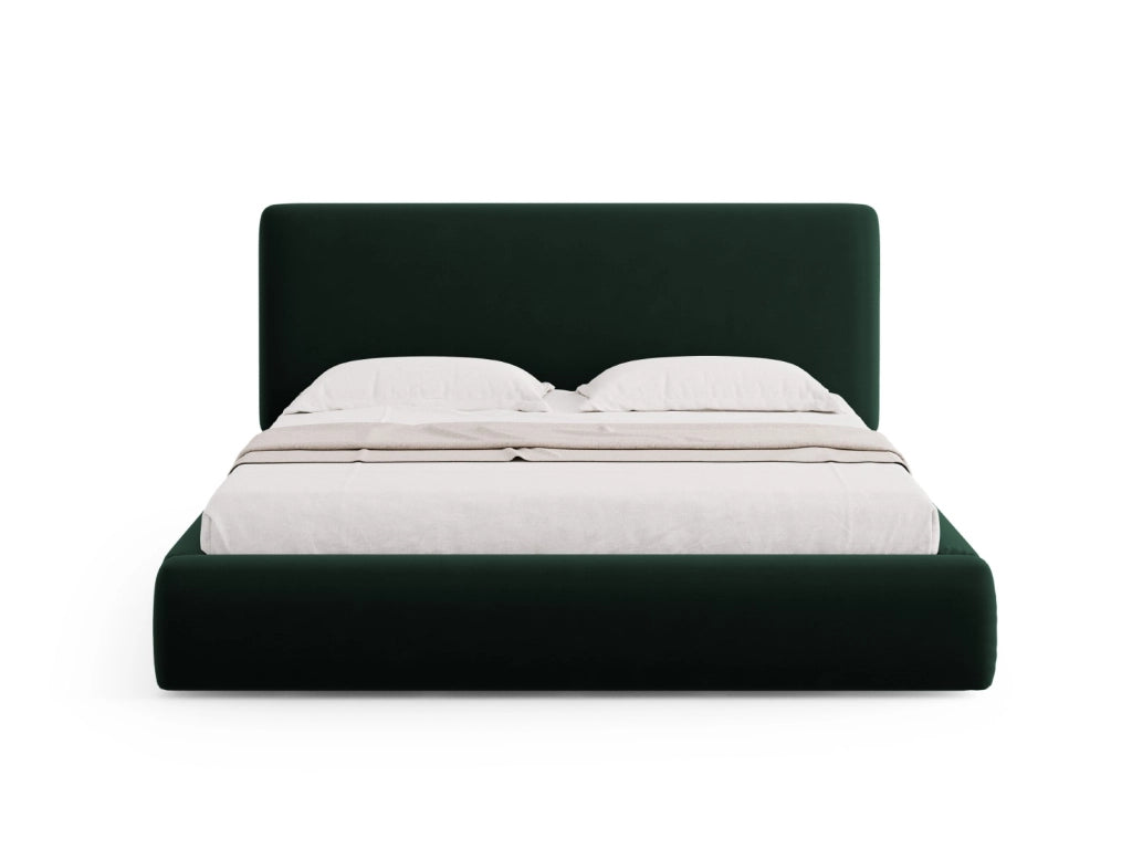 Cosmopolitan Design - Letto a cassettone con testiera "Colonel" 180x200cm in velluto verde bottiglia 