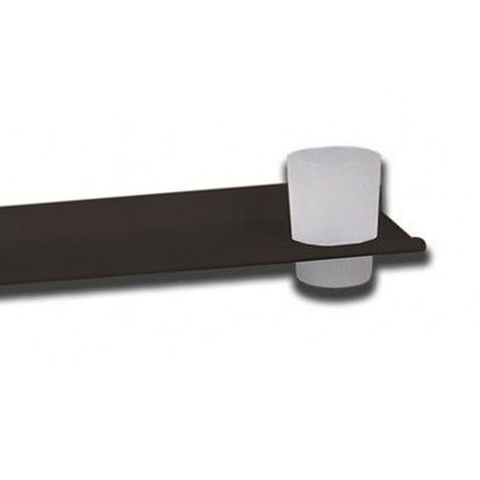 Mensola allumionio nero opaco con bicchiere e piattino porta sapone