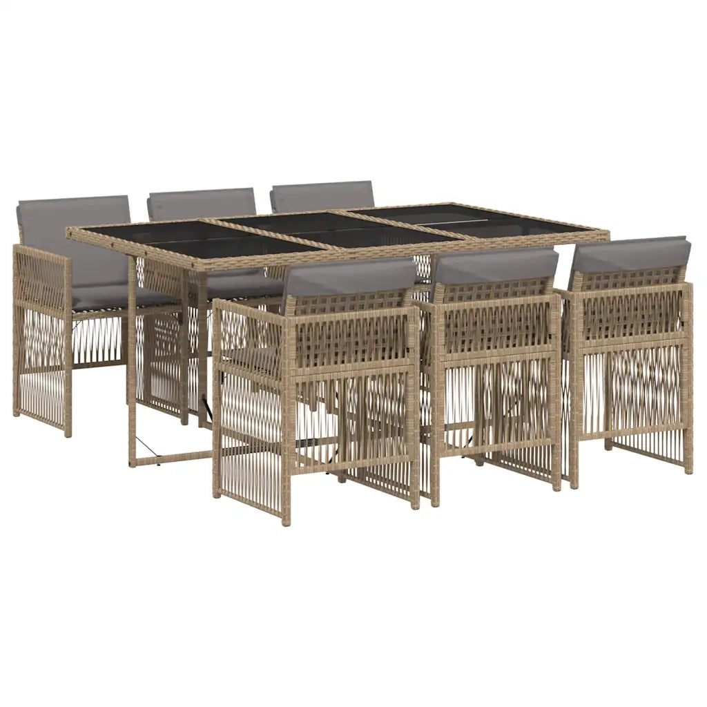 Set Pranzo da Giardino 7 pz con Cuscini Beige Misto Polyrattan 3210912