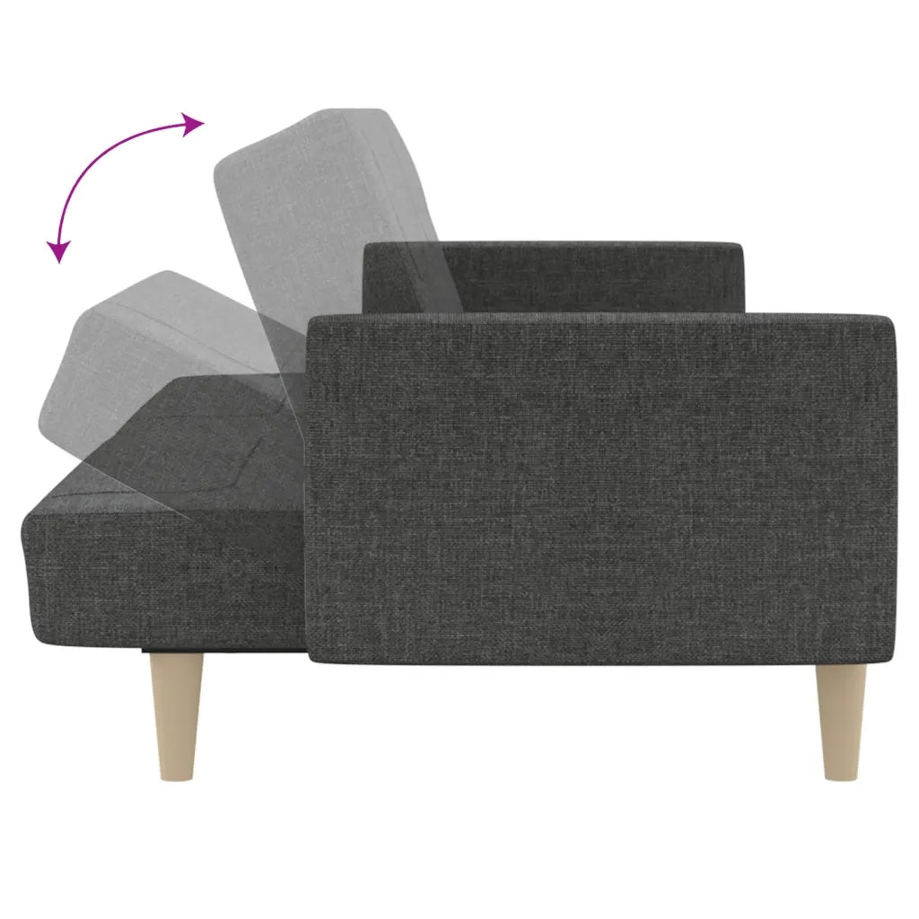 Divano Letto a 2 Posti Grigio Scuro in Tessuto 375785
