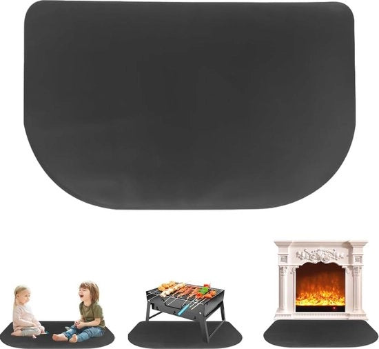 Matte Vuurvasta per Camino - Tappeto Antincendio 102 x 50 cm - Protezione contro Scintille in Nero