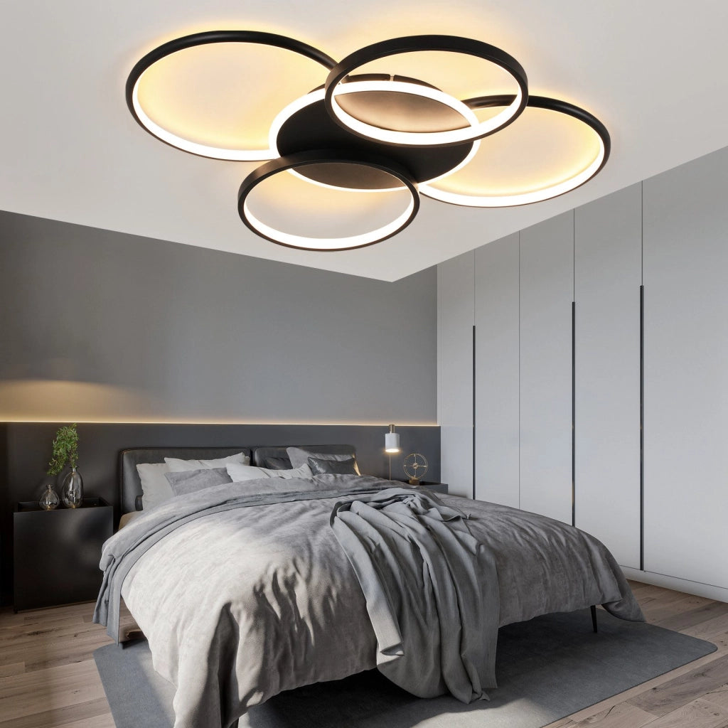 ZMH Lampada da soffitto plafoniera LED dimmerabile 5 anelli 70W per soggiorno ufficio sala pranzo