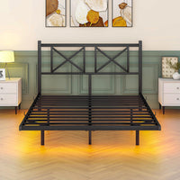 Letto doppio 140x200cm - Xylo - LED USB sospeso facile montaggio