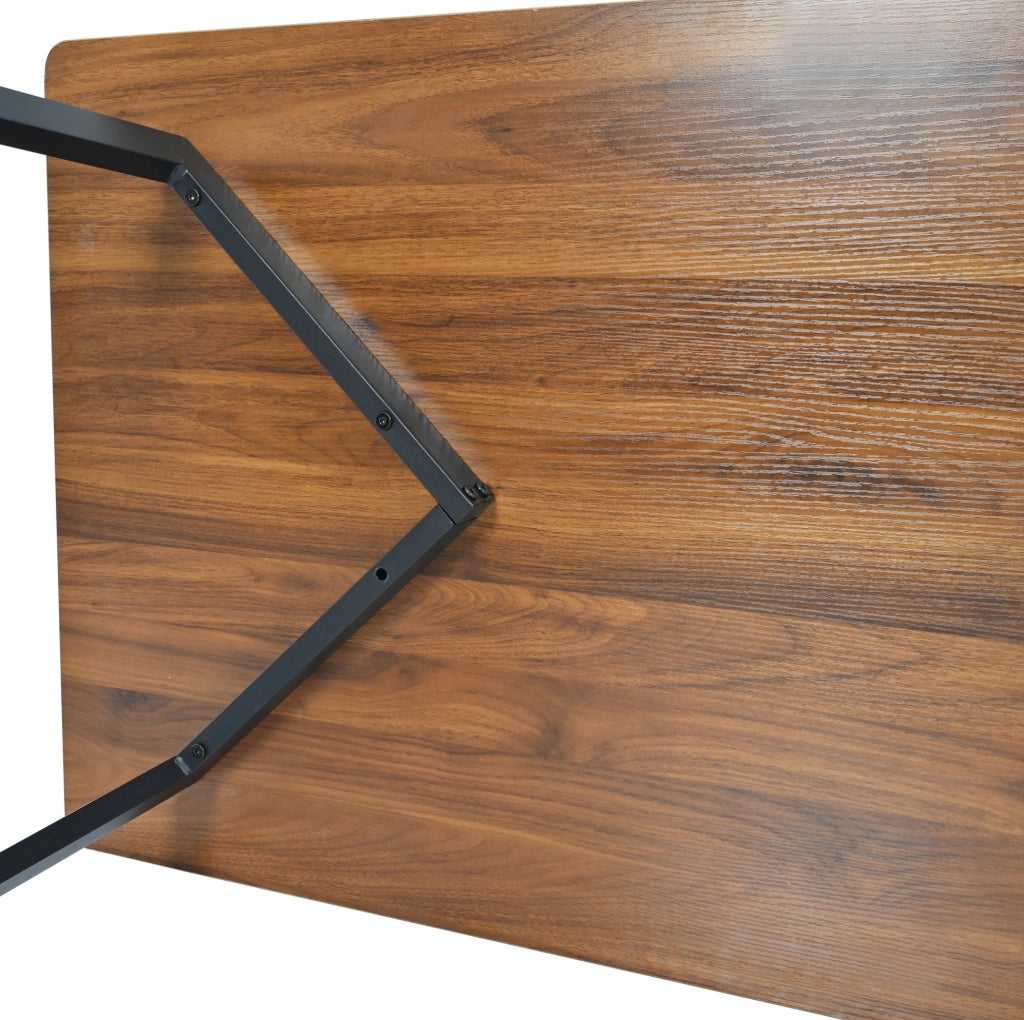 Tavolo da pranzo 117x68x75 cm in MDF con gambe in metallo; nero e noce