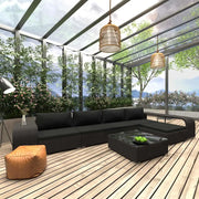 Set Divani da Giardino 8 pz con Cuscini in Polyrattan Nero 48314