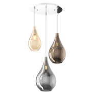 Lampadario Contemporaneo Drop 2.0 Metallo Cromo Vetro Multicolor 3 Luci E27
