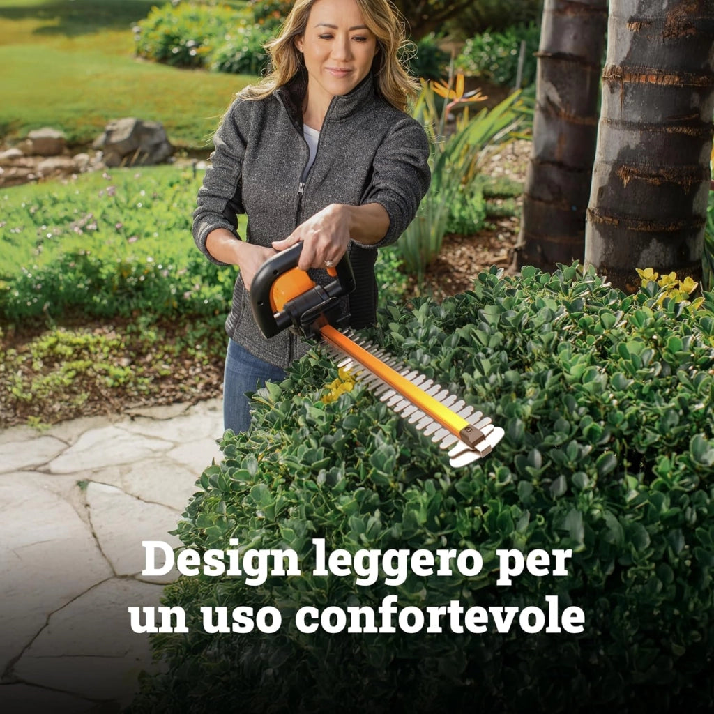 WG261E.9 - Cesoie per siepe, 20 V, lunghezza lama 44 cm, 19 mm, batteria e caricatore non inclusi, colore: Nero/Arancione