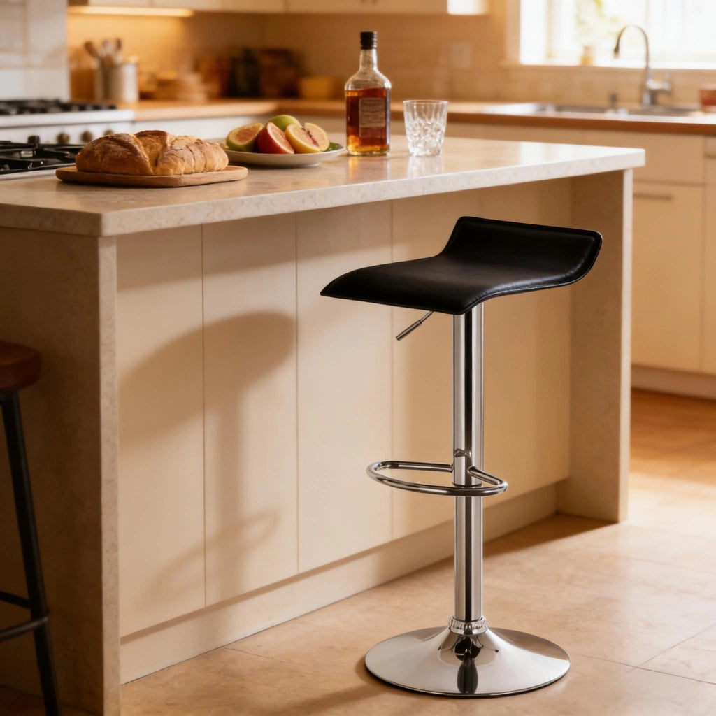 SGABELLO Da bar regolabile girevole 62-84 cm Nero in ecopelle e acciaio
