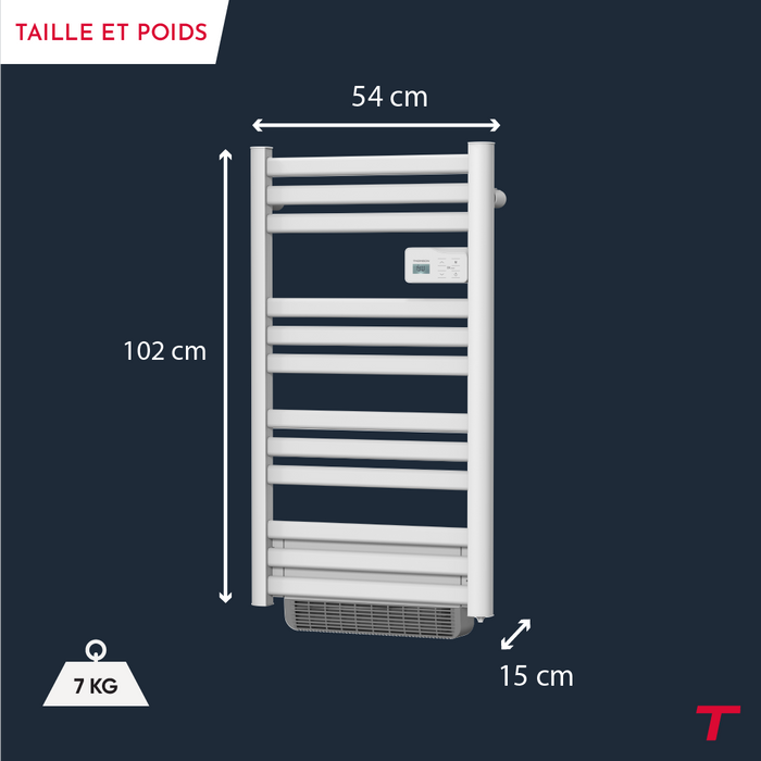 Scaldasalviette elettrico Thomson senza fluido, connesso WiFi, con ventola 500 + 1000W, cosmo