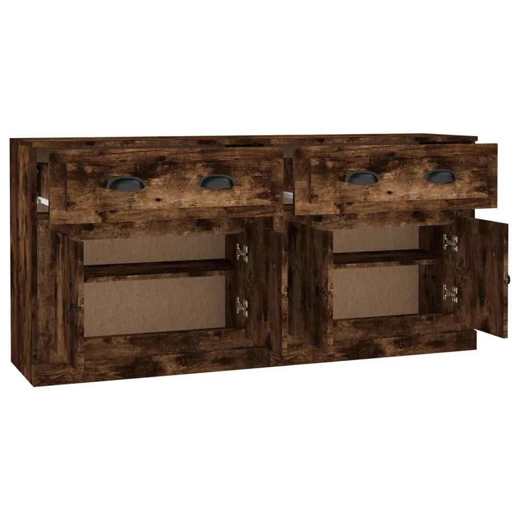 Credenze 2 pz Rovere Fumo in Legno Multistrato 3185268