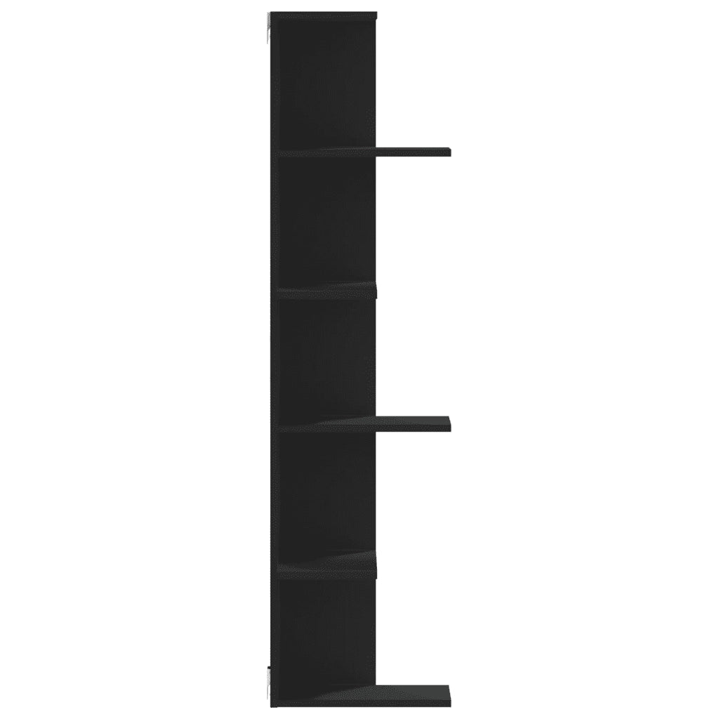 Scaffale Angolare Muro | Mensola a parete Nero 36,5x36,5x140 cm Legno Multistrato