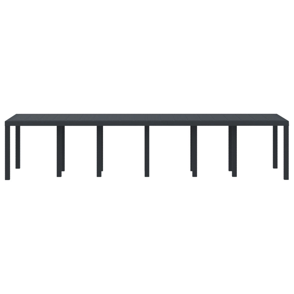 Tavolo da Giardino Antracite 350x100x73 cm Poly Rattan