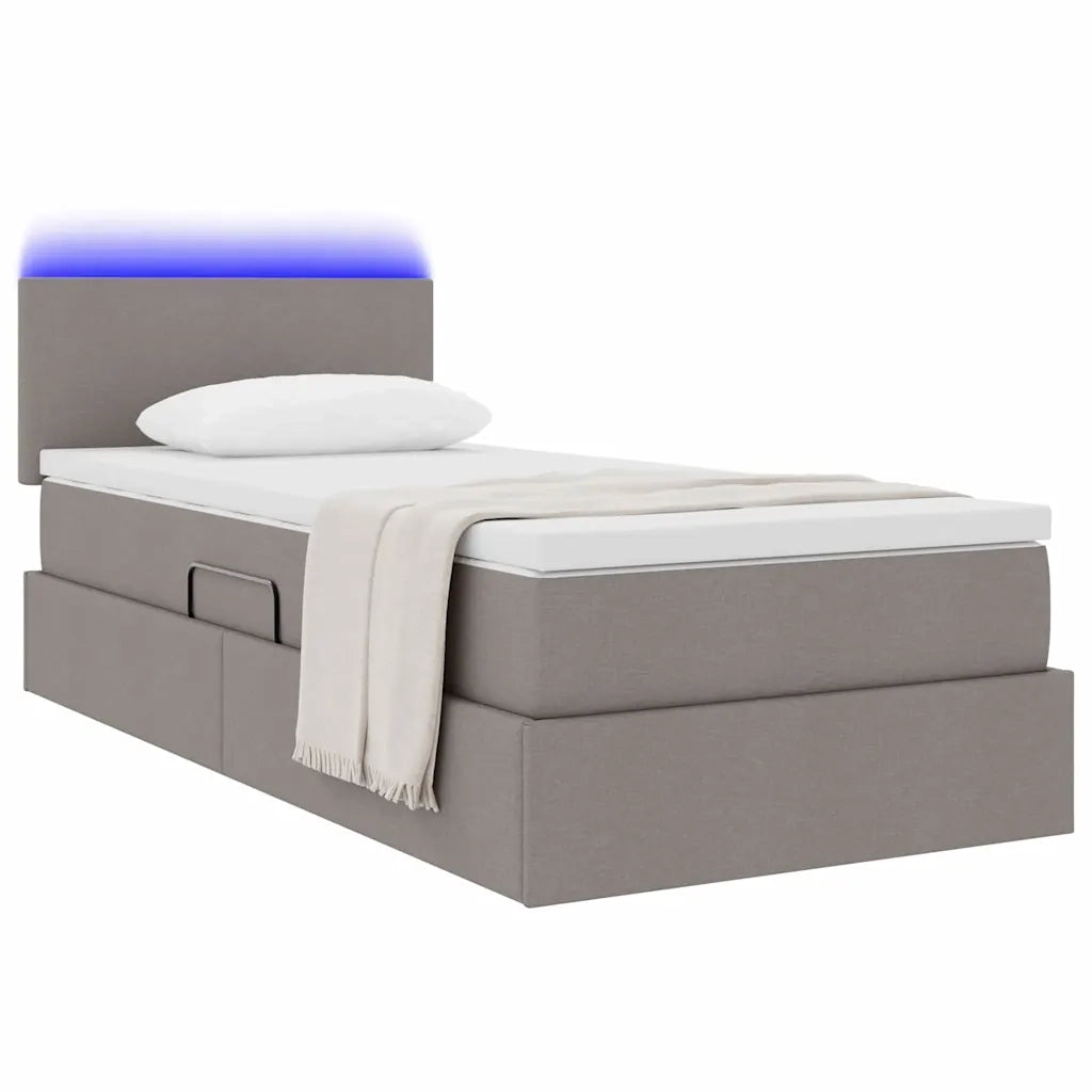 Letto con contenitore LED e materasso Tortora 100 x 200 cm