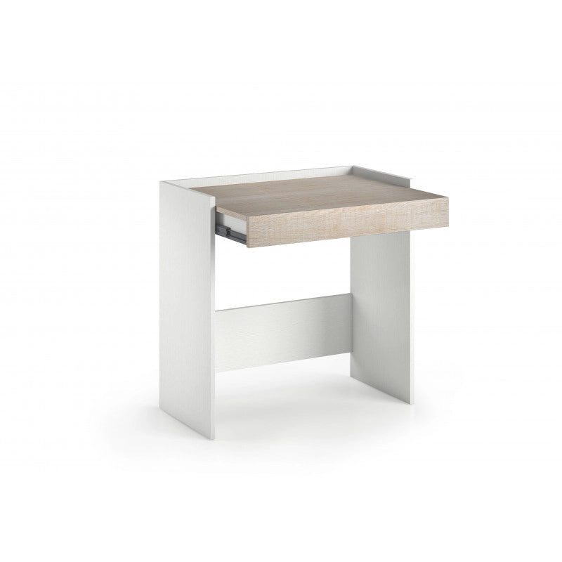 Scrivania home office 80x40 con cassetto e ripiano estensibile piano rovere bianco - Terraneo