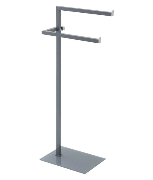 Piantana Porta Asciugamani Acciaio Cromato base Vetro Arredo Bagno Feridras Tonalità: Acciaio Grigio