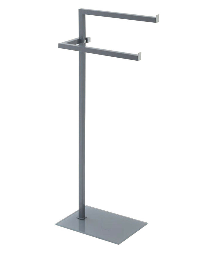 Piantana Porta Asciugamani Acciaio Cromato base Vetro Arredo Bagno Feridras Tonalità: Acciaio Grigio