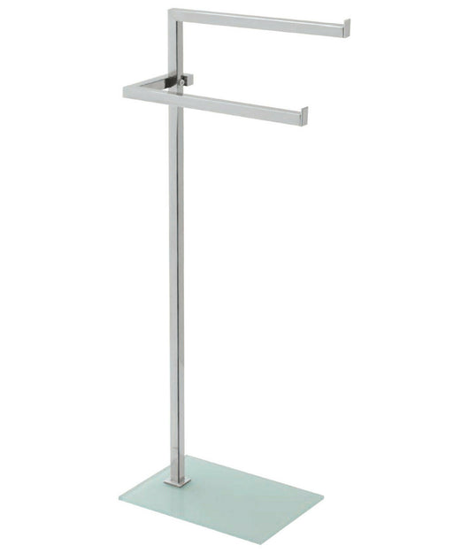 Piantana Porta Asciugamani Acciaio Cromato base Vetro Arredo Bagno Feridras Tonalità: Acciaio cromato Bianco