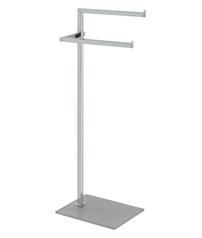 Piantana Porta Asciugamani Acciaio Cromato base Vetro Arredo Bagno Feridras Tonalità: Acciaio cromato Tortora