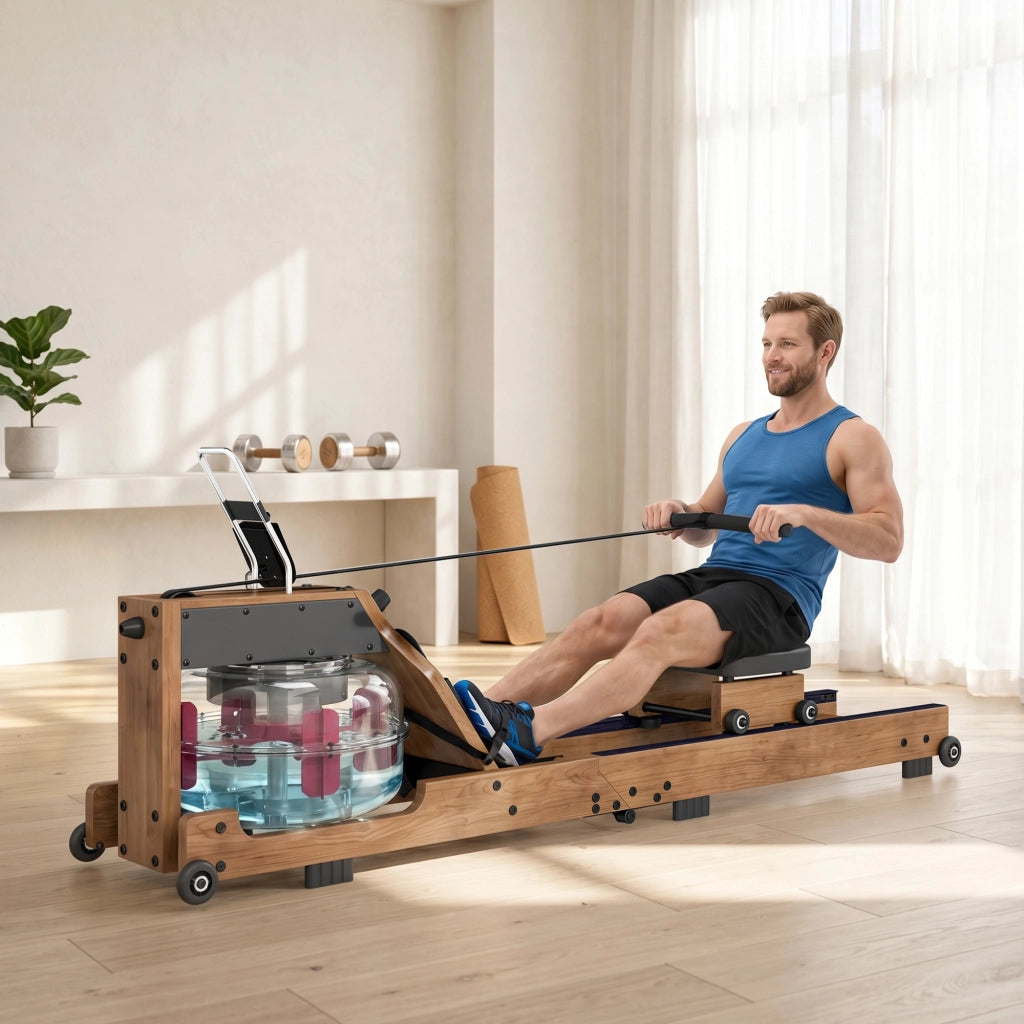 Vogatore per Casa ¨C Zephmum ¨C Legno di Gomma Pieghevole Bluetooth APP Doppia Guida LCD 158 kg