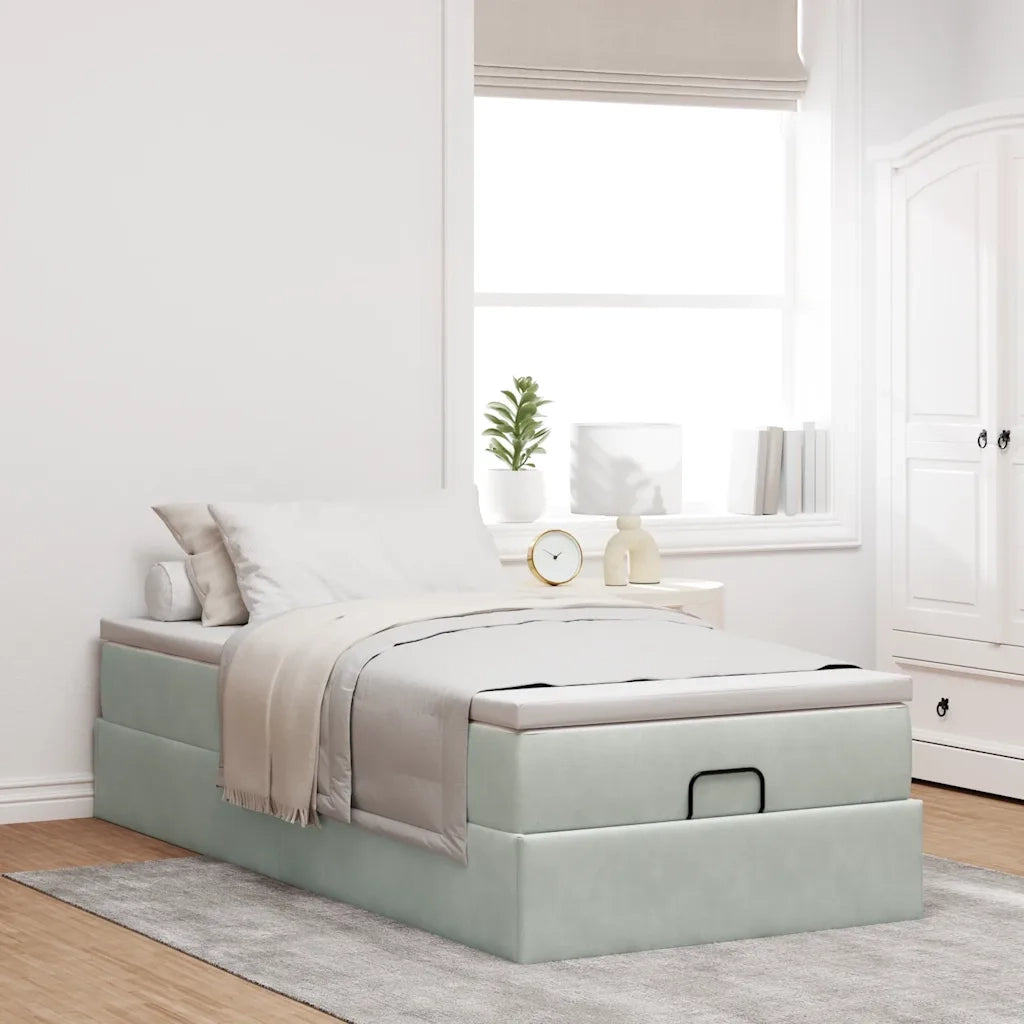 Struttura Letto Pouf con Materasso 90x200 cm in Velluto 3311159