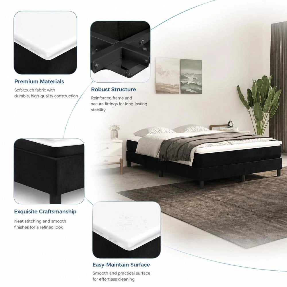 Box Spring Bed Frame Black 140x200 Cm Velvet