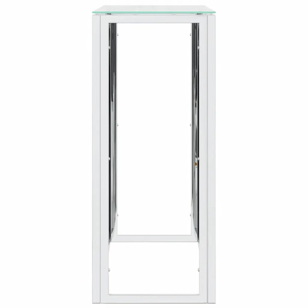 Tavolino Consolle 110x30x70 cm in Acciaio Inox e Vetro 350025