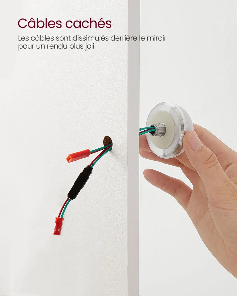 Toletta con specchio e lampadine tavolo da trucco con 2 cassetti e 3 vani portaoggetti stile moderno bianco 12_0005155