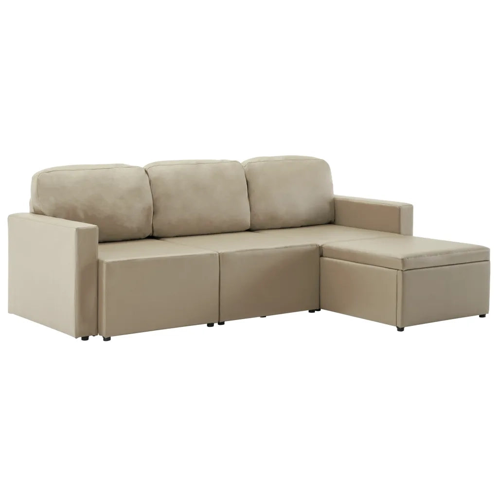 Divano Letto Modulare a 3 Posti Cappuccino in Similpelle 288800