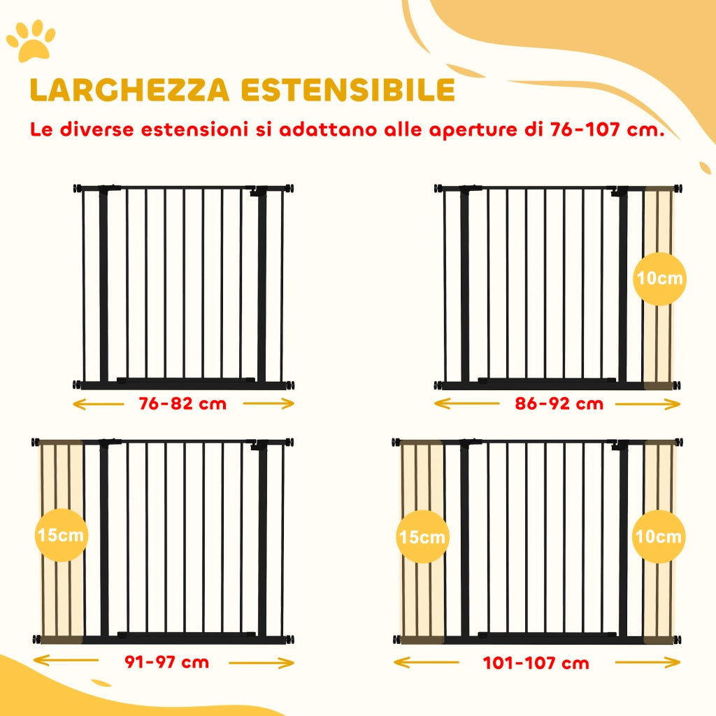 Cancello per Cani Estensibile ¨C zephmum ¨C Nero Metallo Plastica 76A cm