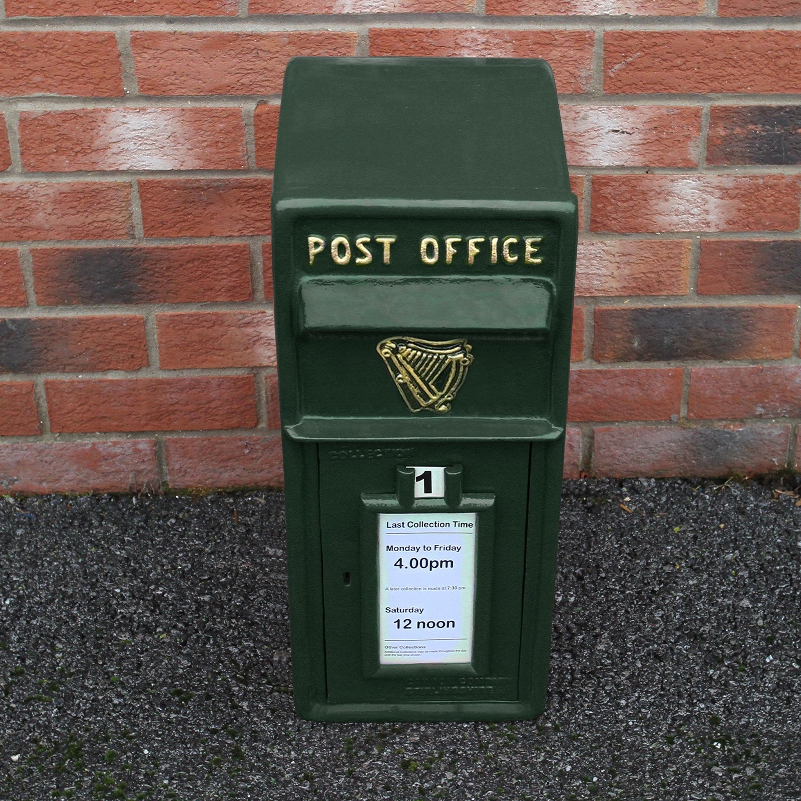 Cassetta Postale per le Lettere in Stile Britannico Inglese in Ghisa da Esterno Bocchetta Lettere Standard UK - con Piedistallo - Verde