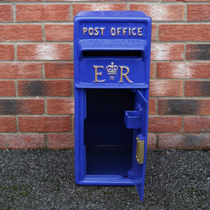 Cassetta Postale per le Lettere in Stile Britannico Inglese in Ghisa da Esterno Bocchetta Lettere Standard UK - Blu